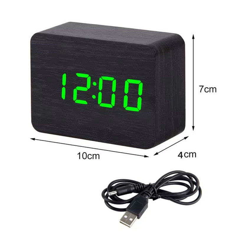 Smart Wooden Alarm Clock – USB/AAA Powered
