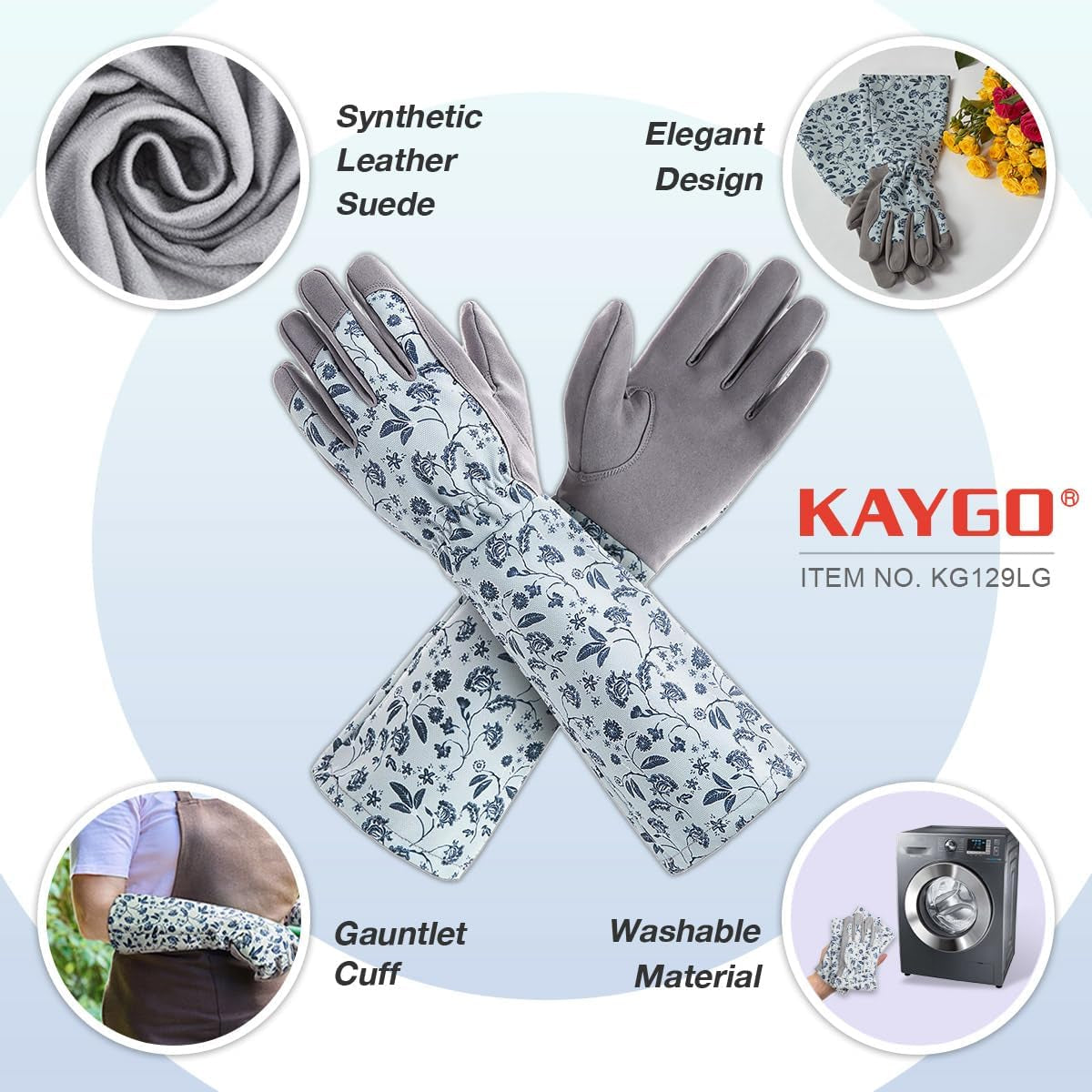 Gardening Gloves for Women Long Sleeve, Light Protective Gloves for Yard and Outdoor Work.