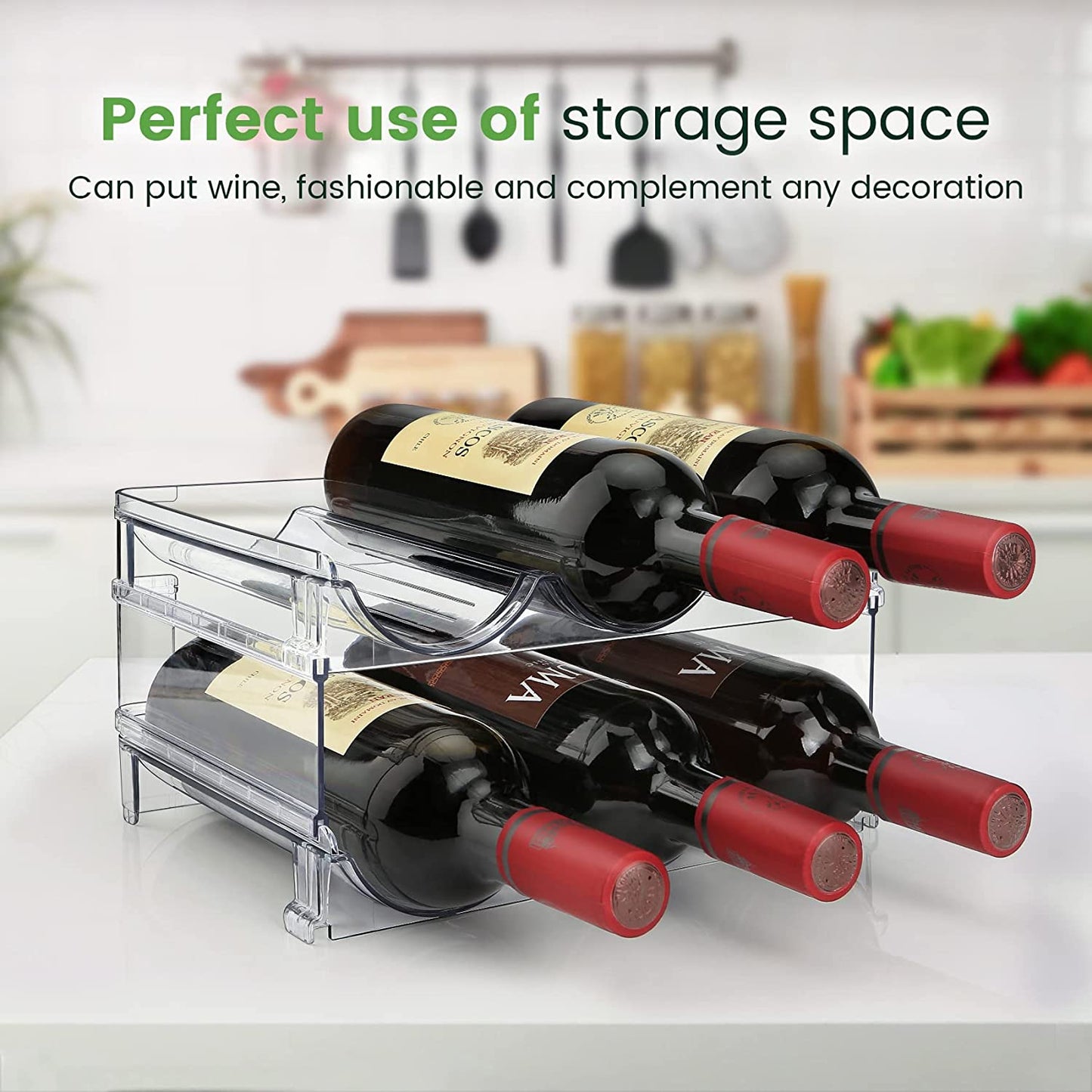 Stackable Water Bottle Organizer – 2-Pack Cabinet Storage Rack for Reusable Bottles & Tumblers