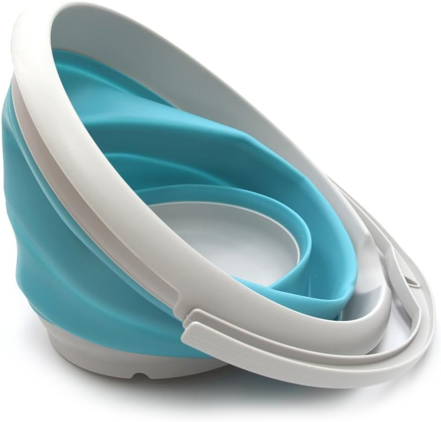 10L Collapsible Bucket – Foldable Portable Water Container for Outdoor Use, 33cm (Bright Blue).