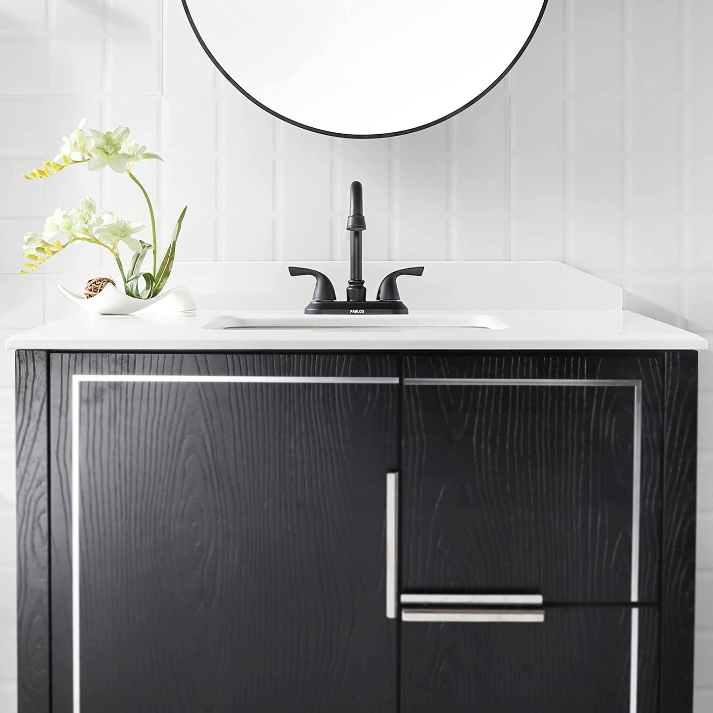 2-Handle Bathroom Faucet – Matte Black, w/ Drain & Supply Lines, NSF cUPC Certified