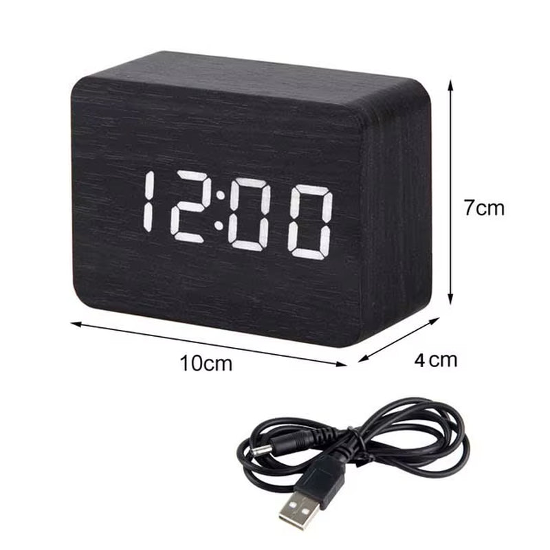 Smart Wooden Alarm Clock – USB/AAA Powered