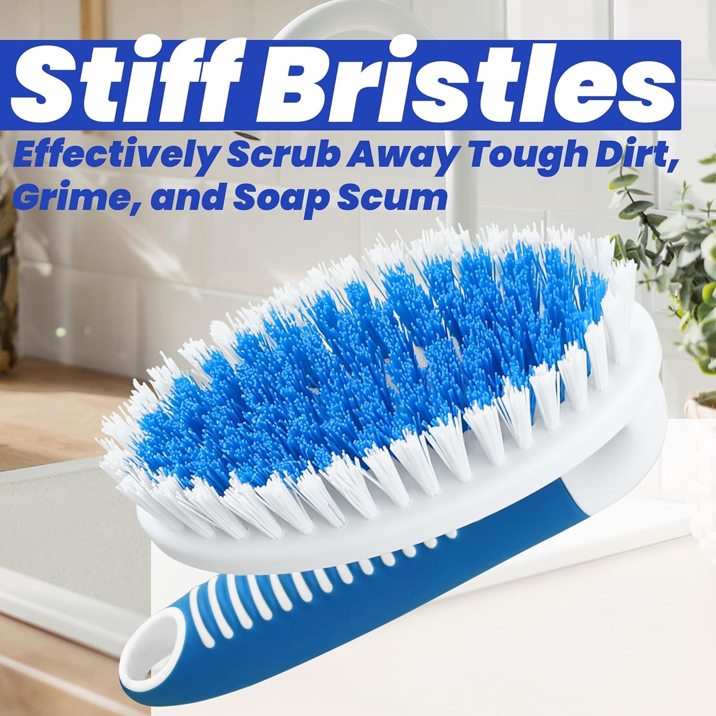 2-Pack Scrub Brushes – Stiff Bristle Cleaning Tools for Bathroom, Kitchen, Carpet & Tile.