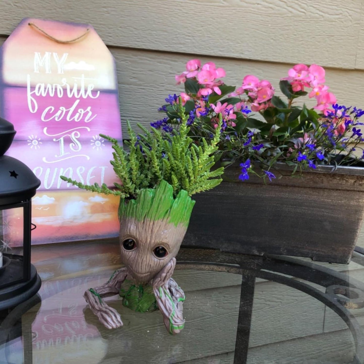 Baby Groot Pen Holder & Succulent Pot – 6" Grayish Brown with Drainage Hole