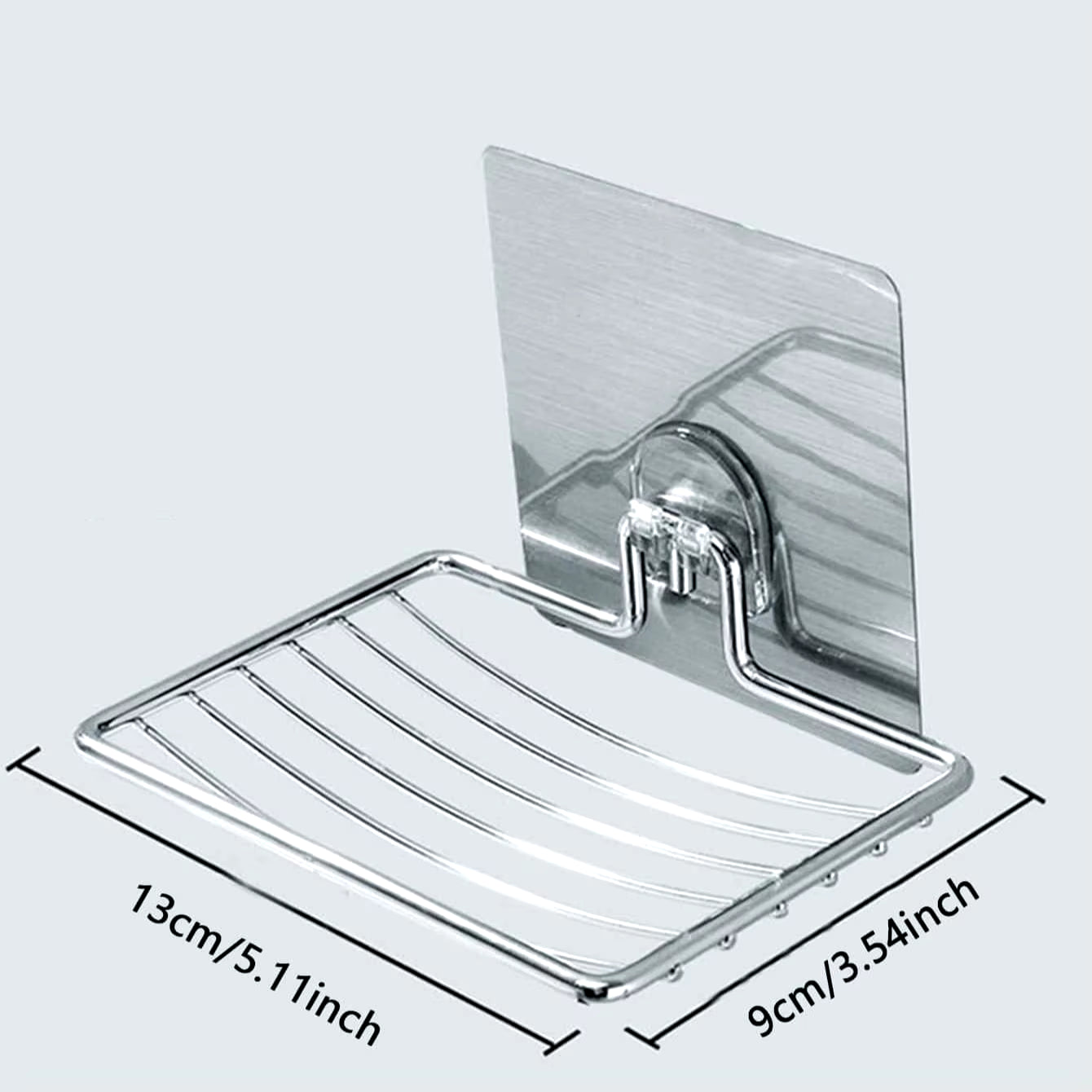 Stainless Steel Wall-Mounted Soap Rack – Punch-Free, Single-Layer Drainable Shelf with Suction Mount.