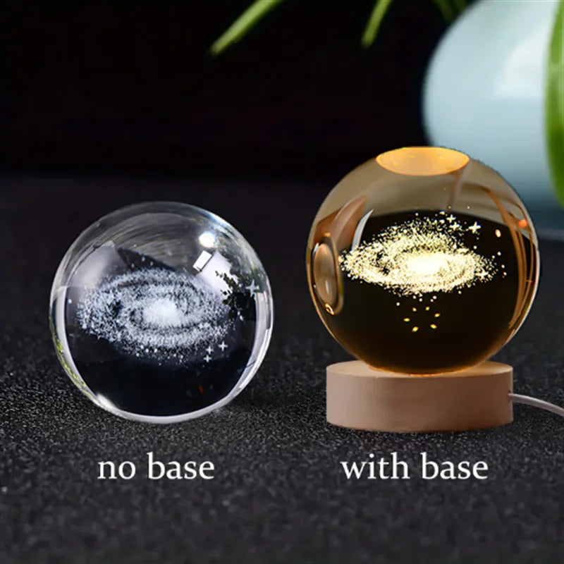 3D Galaxy Crystal Night Light Globe