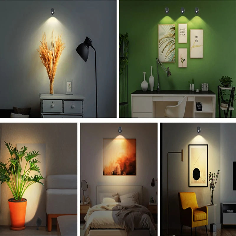 LED Wall Lamp – Touch & Remote Control, 360° Rotating, USB Rechargeable Night Light