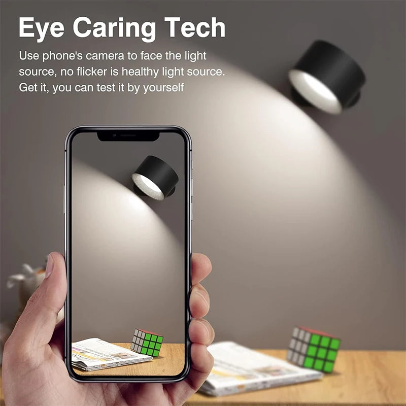 LED Wall Lamp – Touch & Remote Control, 360° Rotating, USB Rechargeable Night Light