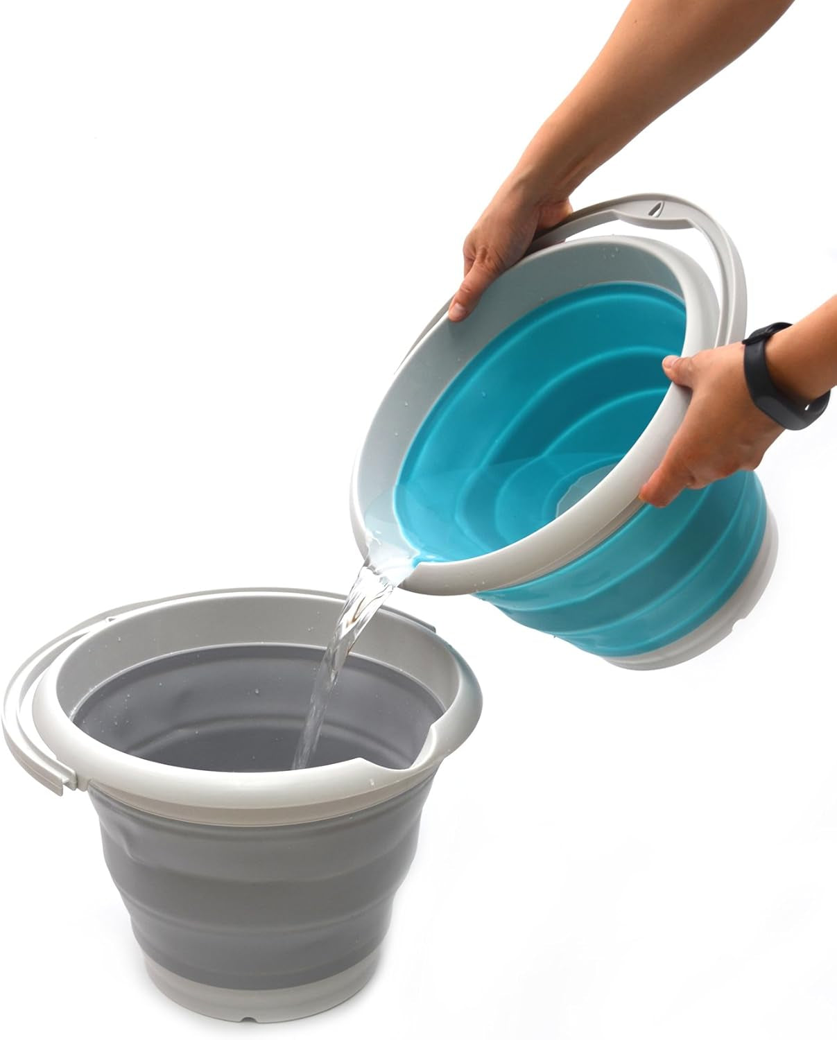 10L Collapsible Bucket – Foldable Portable Water Container for Outdoor Use, 33cm (Bright Blue).