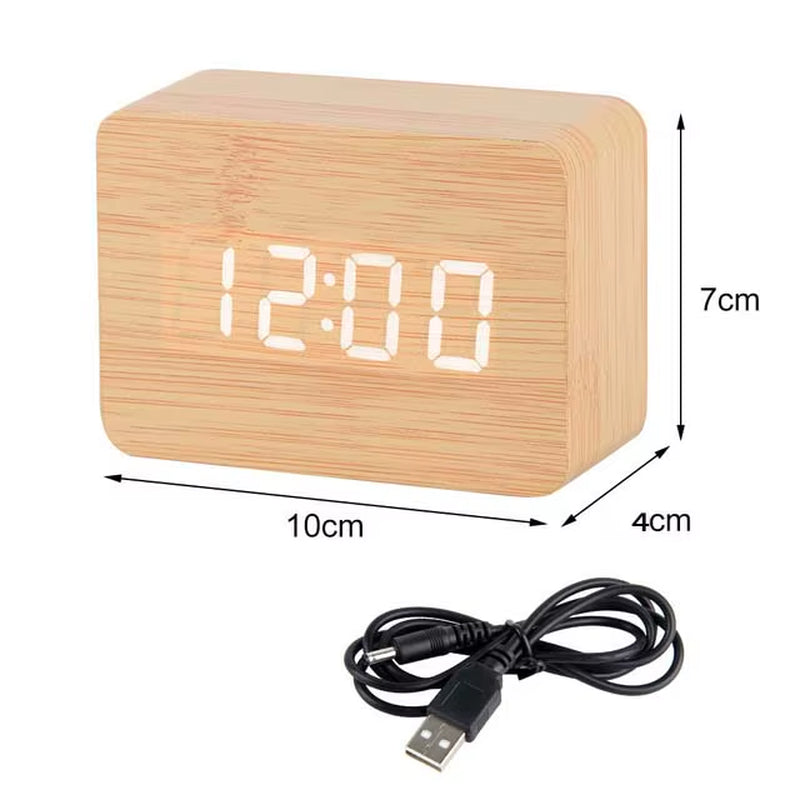 Smart Wooden Alarm Clock – USB/AAA Powered