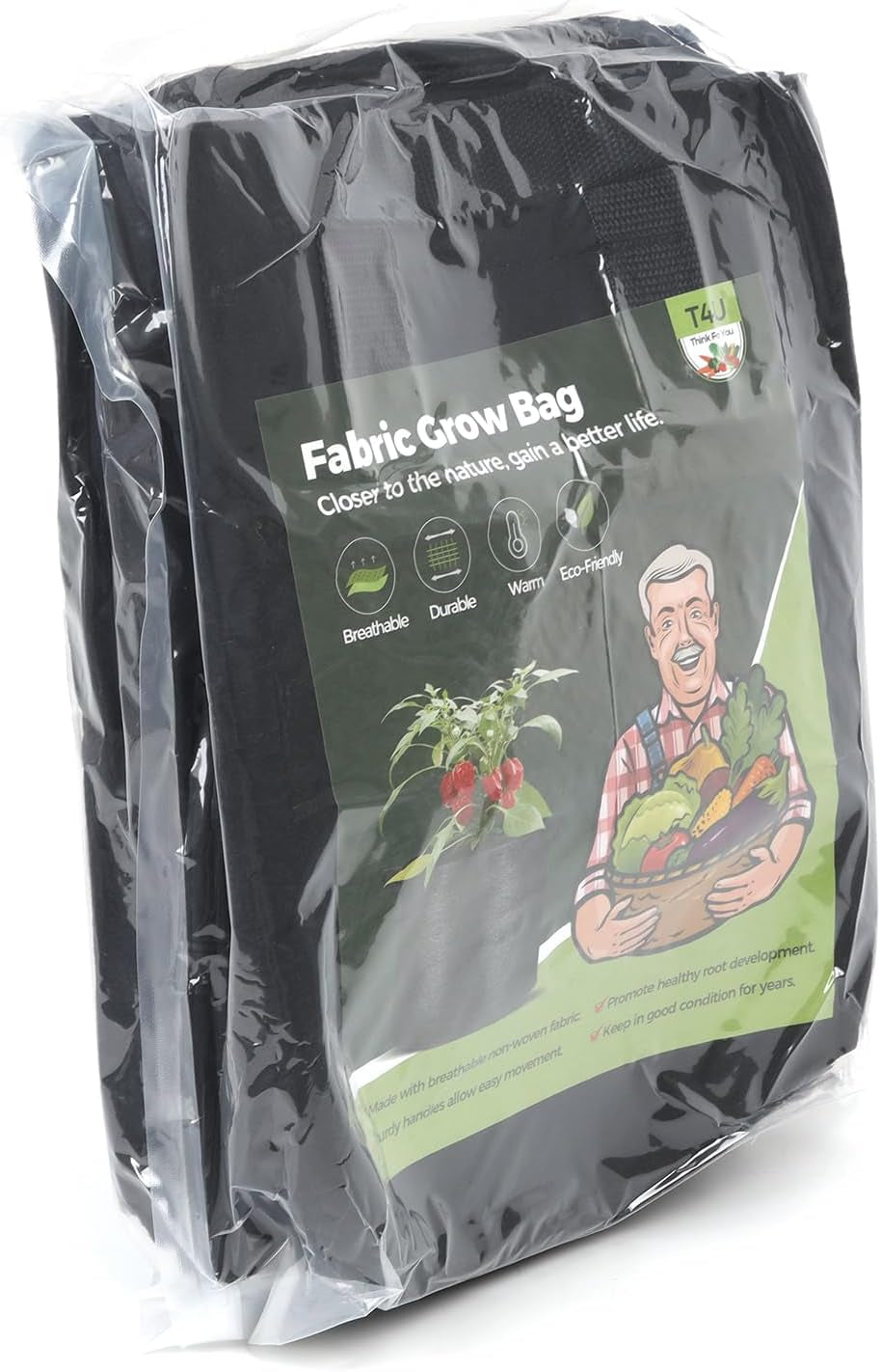 10-Gallon Fabric Grow Bags (5-Pack) – Heavy-Duty Nonwoven Planter Pots for Vegetables & Tomatoes, Black