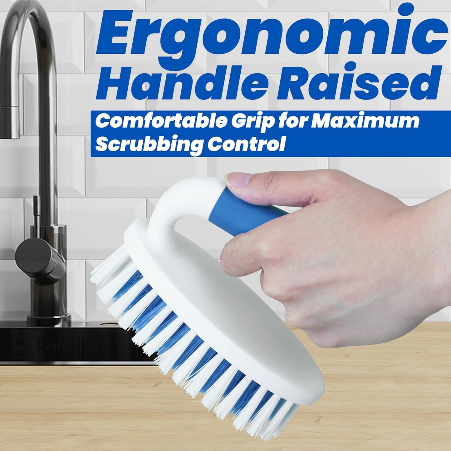 2-Pack Scrub Brushes – Stiff Bristle Cleaning Tools for Bathroom, Kitchen, Carpet & Tile.