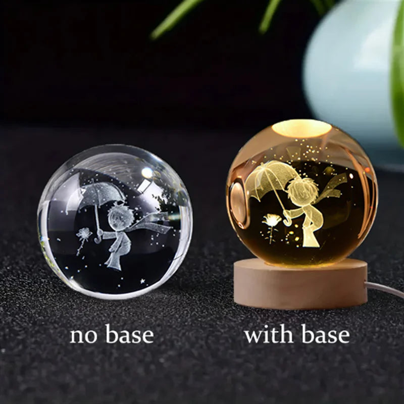 3D Galaxy Crystal Night Light Globe