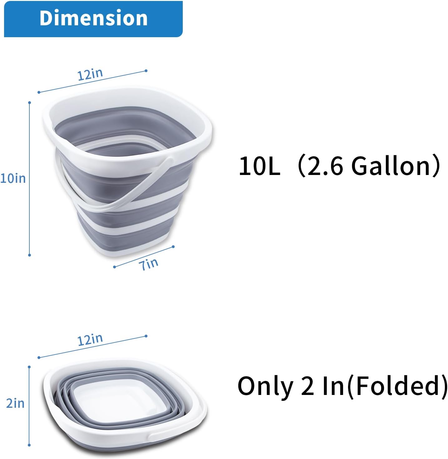 10L Collapsible Bucket – Portable Folding Water Container for Cleaning, Camping, Fishing & Car Wash.