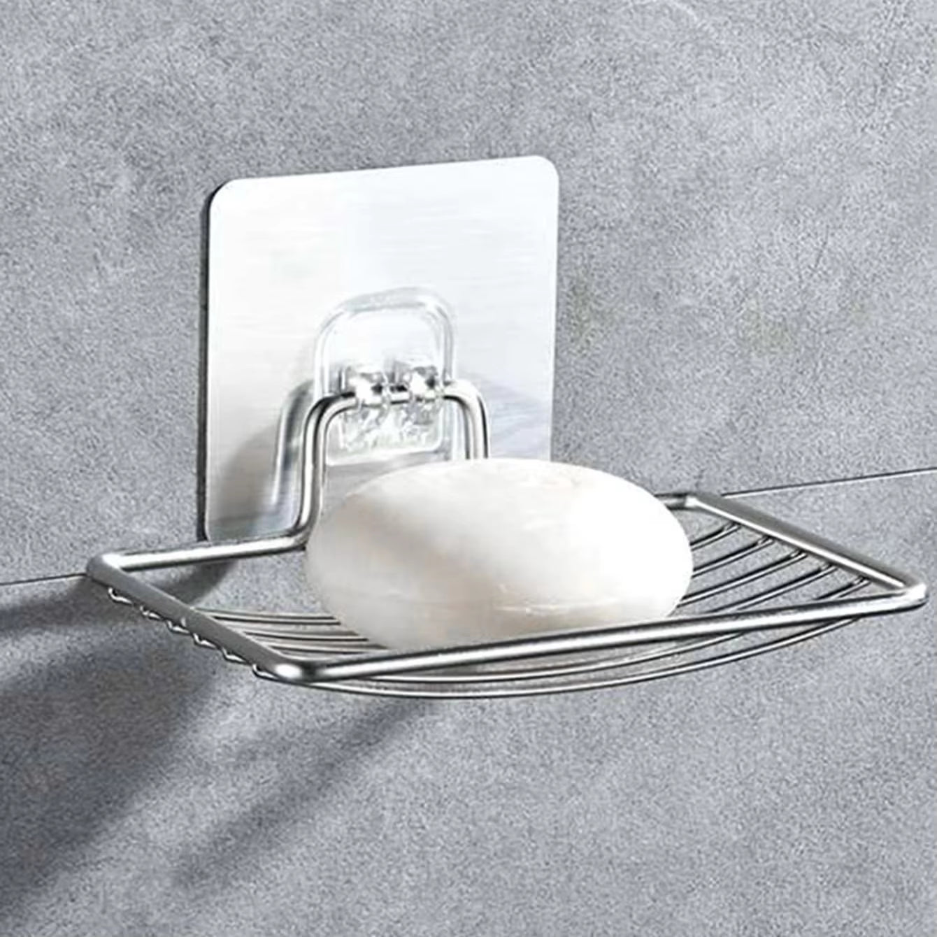 Stainless Steel Wall-Mounted Soap Rack – Punch-Free, Single-Layer Drainable Shelf with Suction Mount.