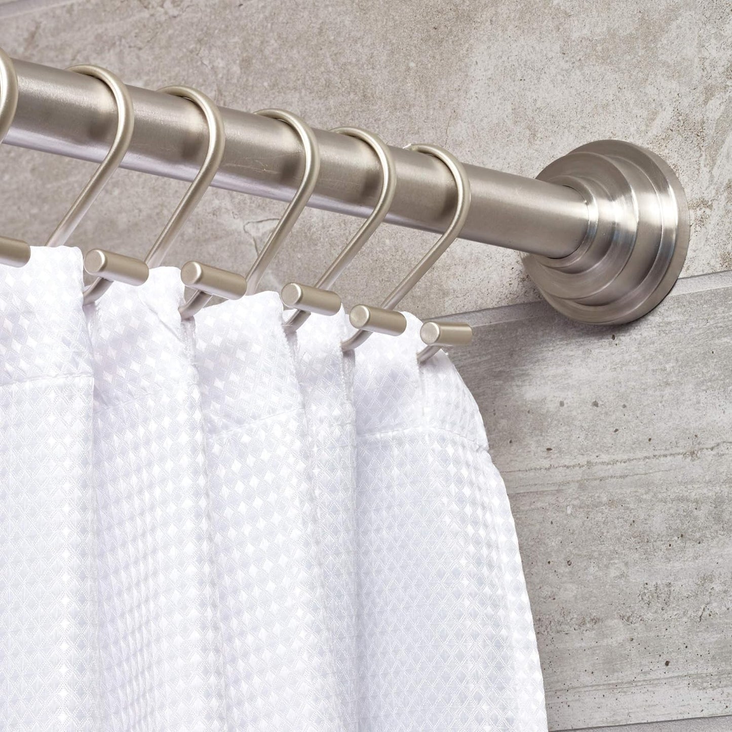 iDesign Metal T-Bar Shower Curtain Hooks – Rust-Resistant, Set of 12, Satin Finish.