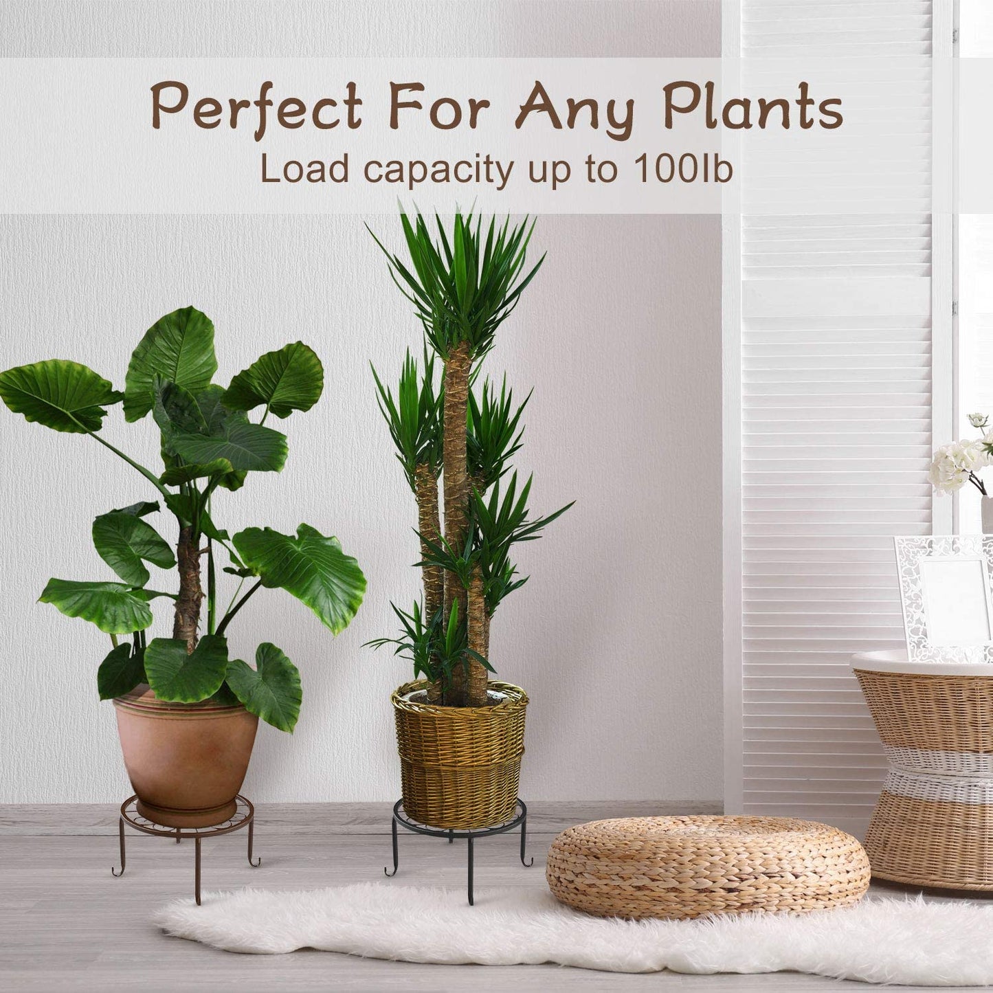 3-Pack Metal Plant Stands – 9" Heavy-Duty Rustproof Iron Flower Pot Holders for Indoor & Outdoor Use (Black)