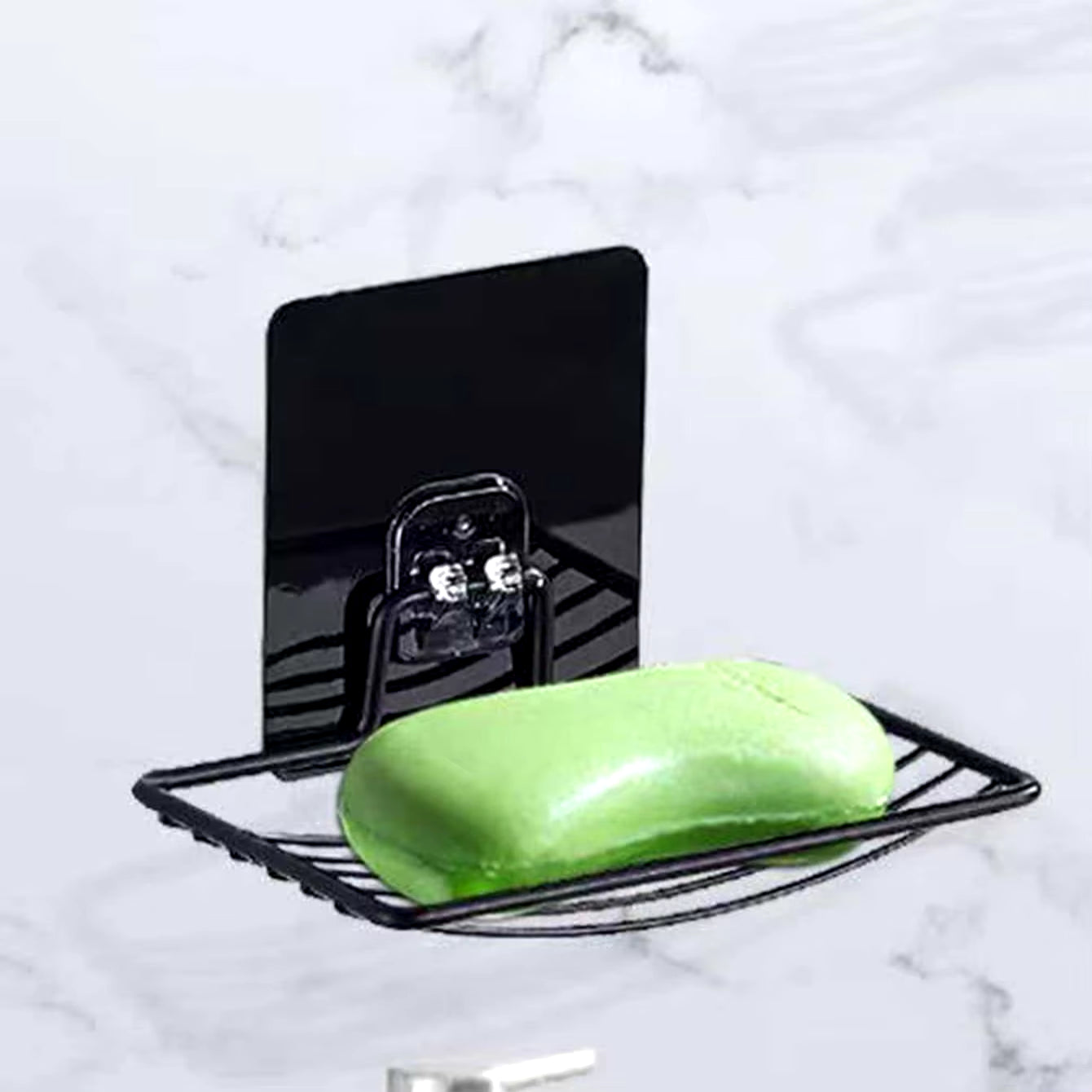 Stainless Steel Wall-Mounted Soap Rack – Punch-Free, Single-Layer Drainable Shelf with Suction Mount.