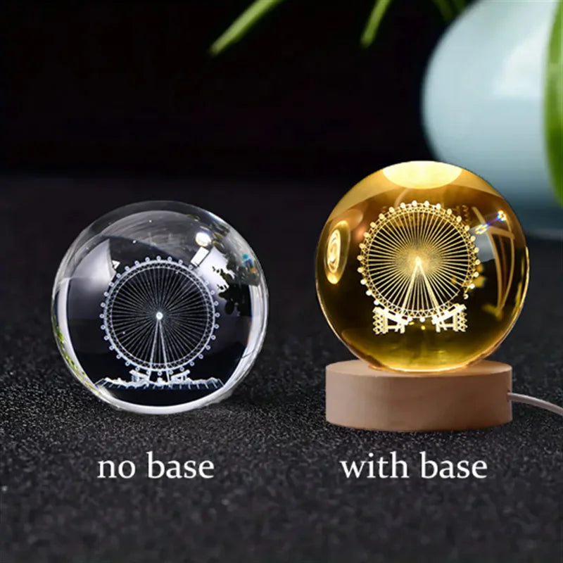 3D Galaxy Crystal Night Light Globe