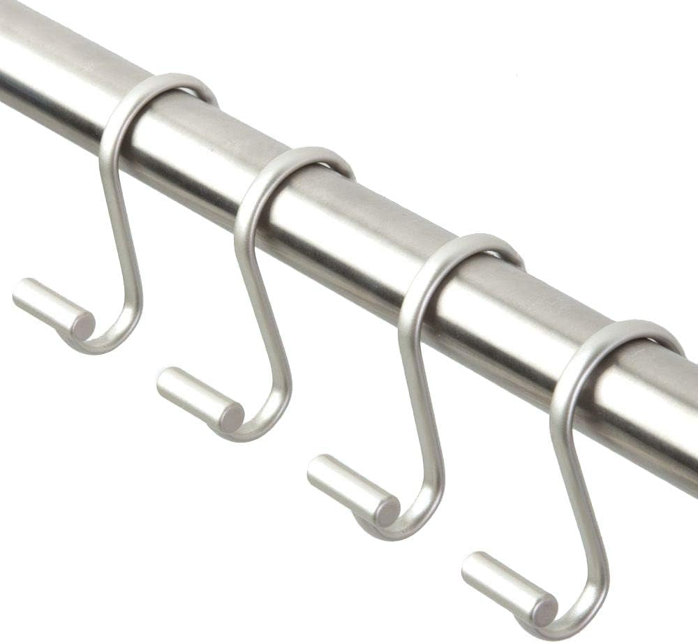 iDesign Metal T-Bar Shower Curtain Hooks – Rust-Resistant, Set of 12, Satin Finish.