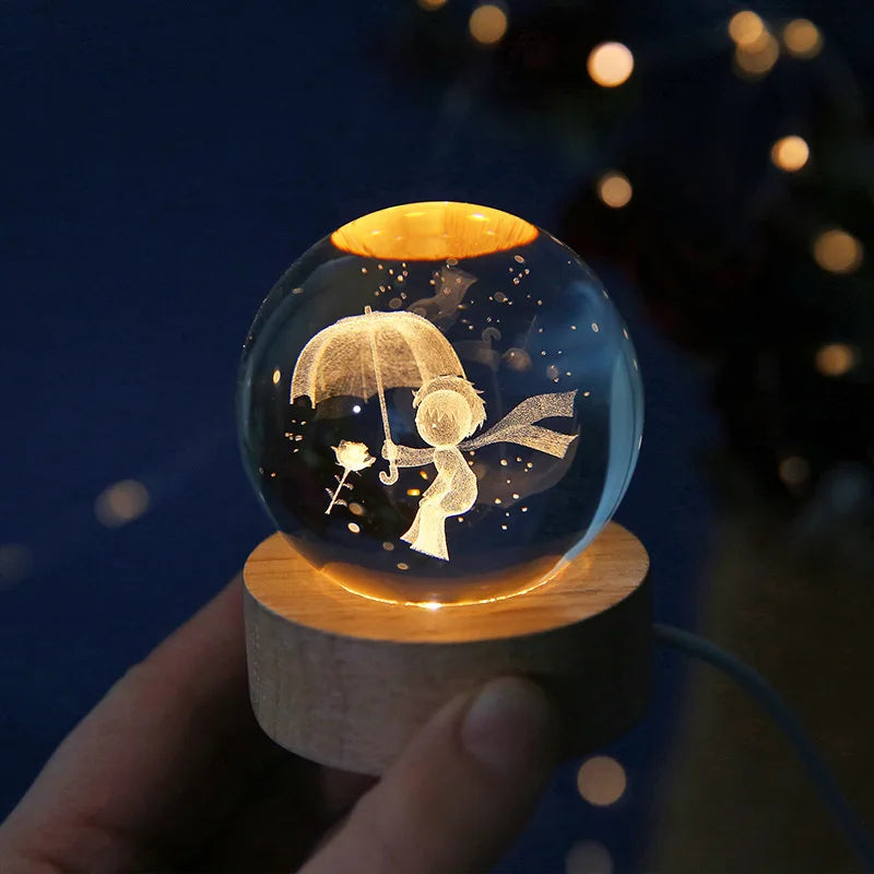 3D Galaxy Crystal Night Light Globe