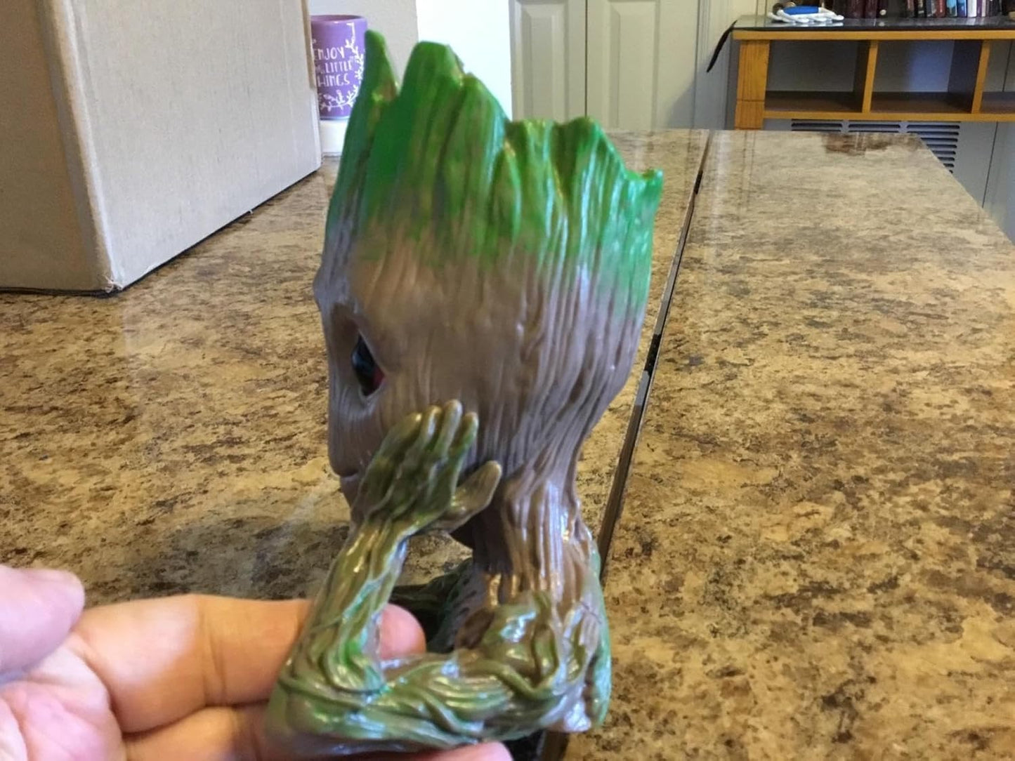 Baby Groot Pen Holder & Succulent Pot – 6" Grayish Brown with Drainage Hole