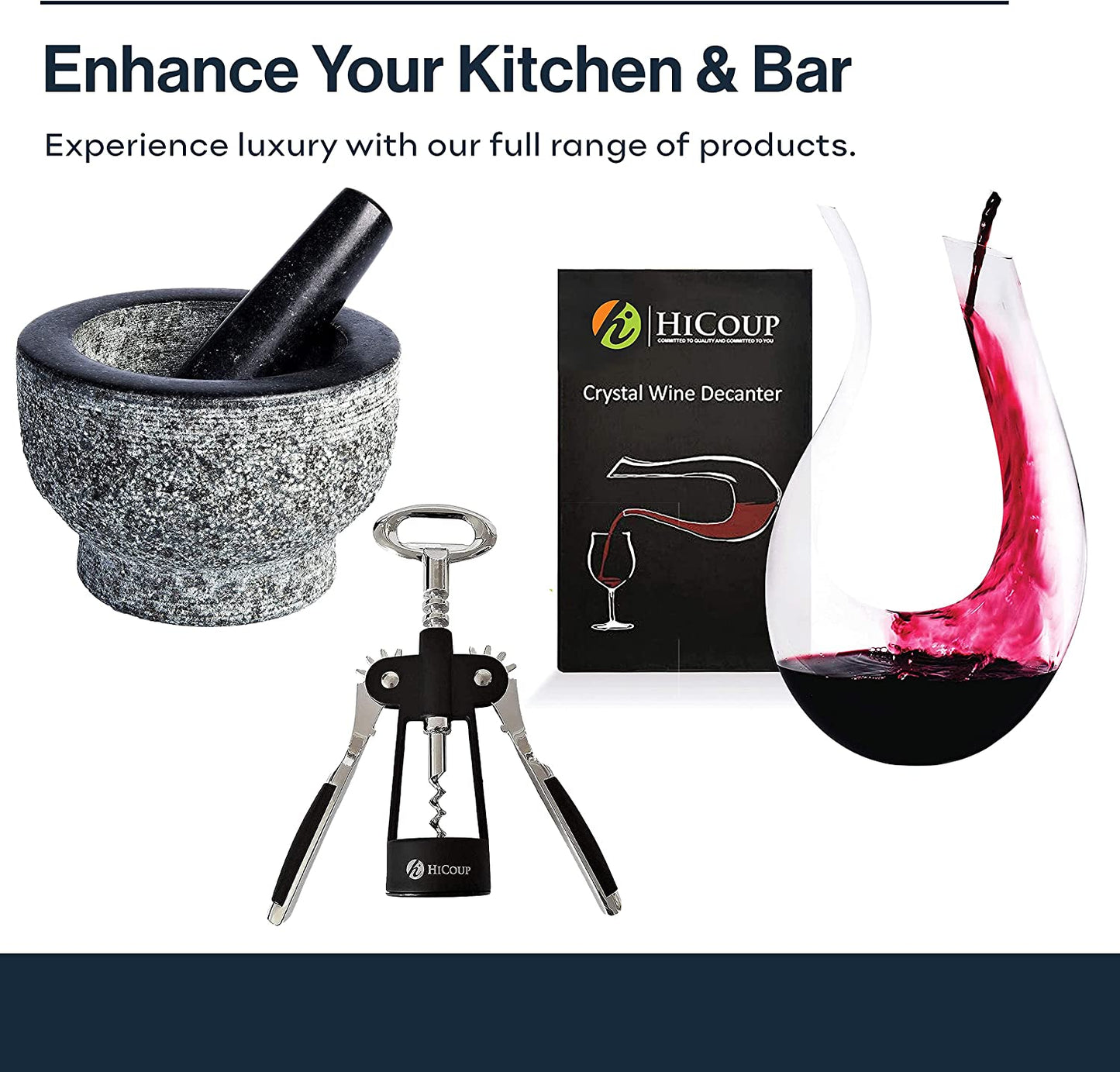 HiCoup Professional Wine Opener – Stainless Steel Corkscrew with Foil Cutter & Bottle Opener, Rosewood Handle.