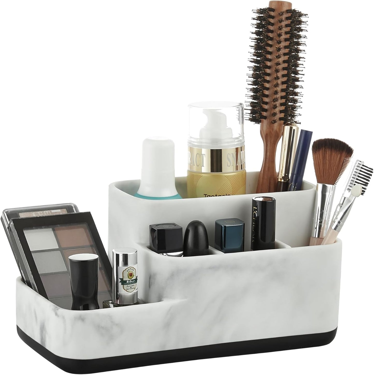 White Marble Toothbrush & Bathroom Organizer – Multi-Functional Countertop Storage.