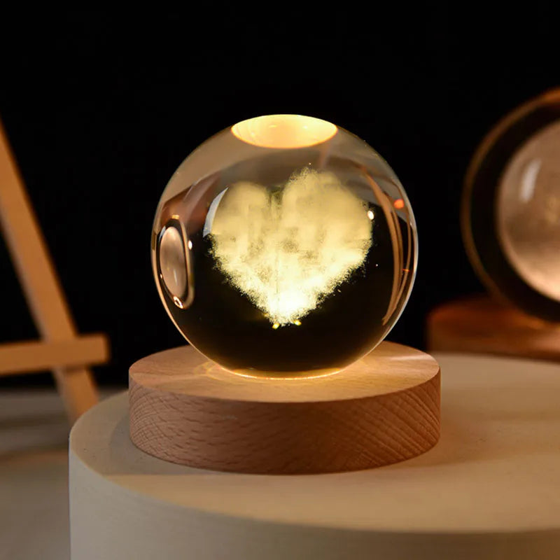 3D Galaxy Crystal Night Light Globe