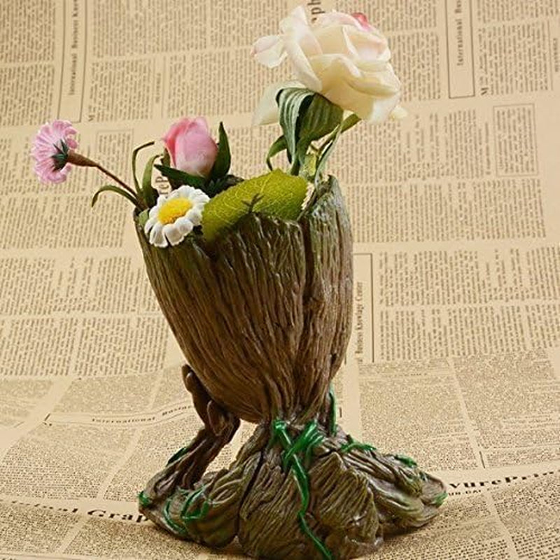 Baby Groot Pen Holder & Succulent Pot – 6" Grayish Brown with Drainage Hole