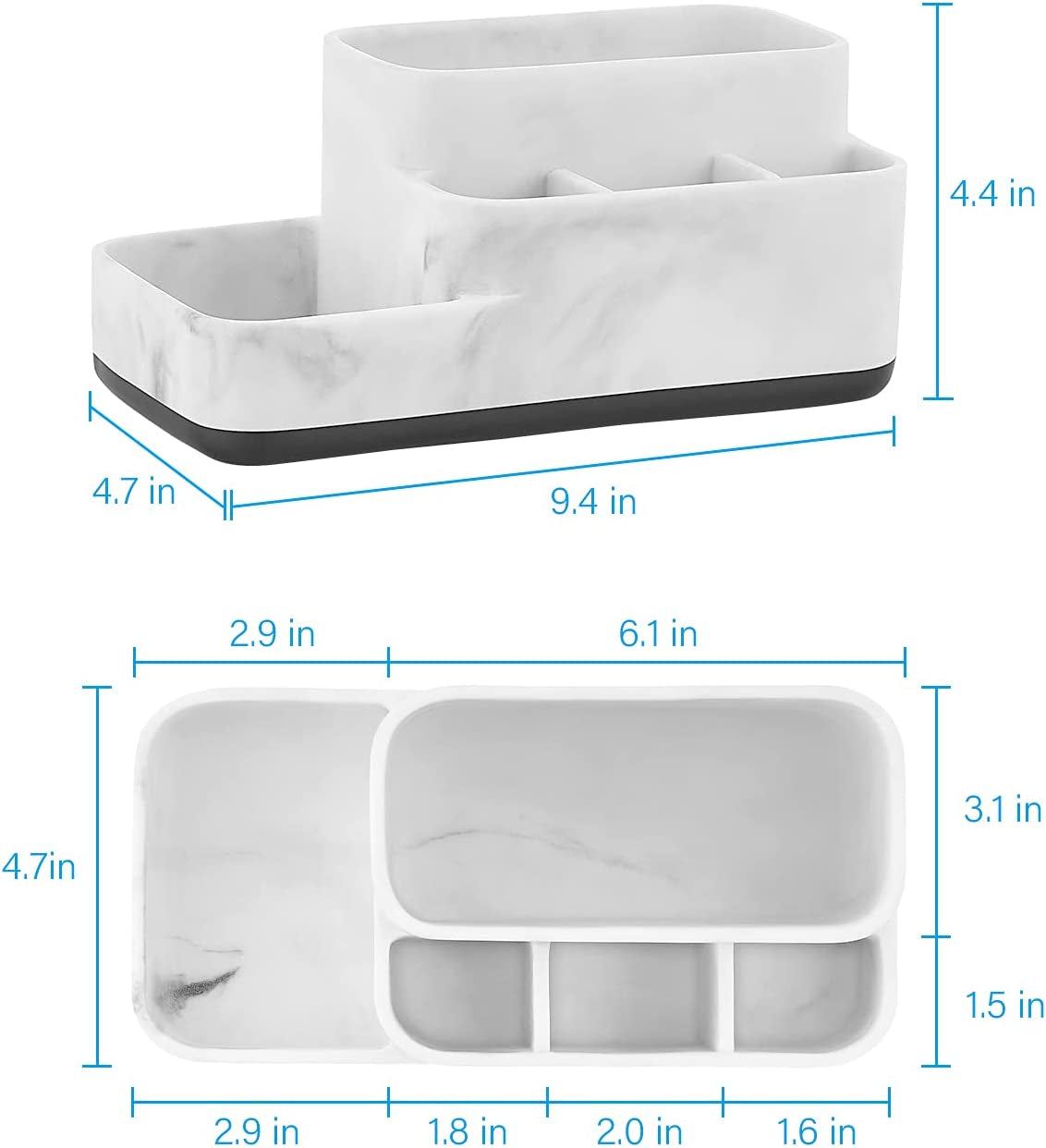 White Marble Toothbrush & Bathroom Organizer – Multi-Functional Countertop Storage.