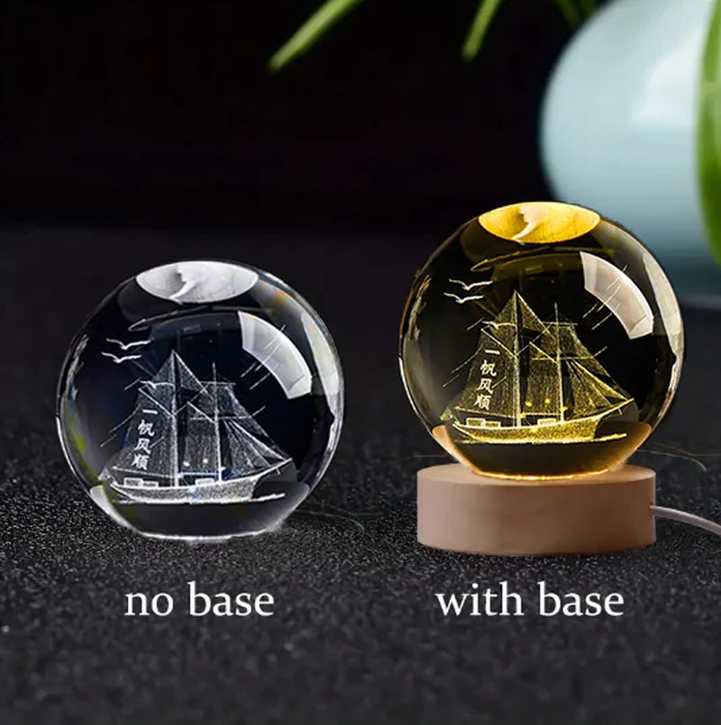 3D Galaxy Crystal Night Light Globe