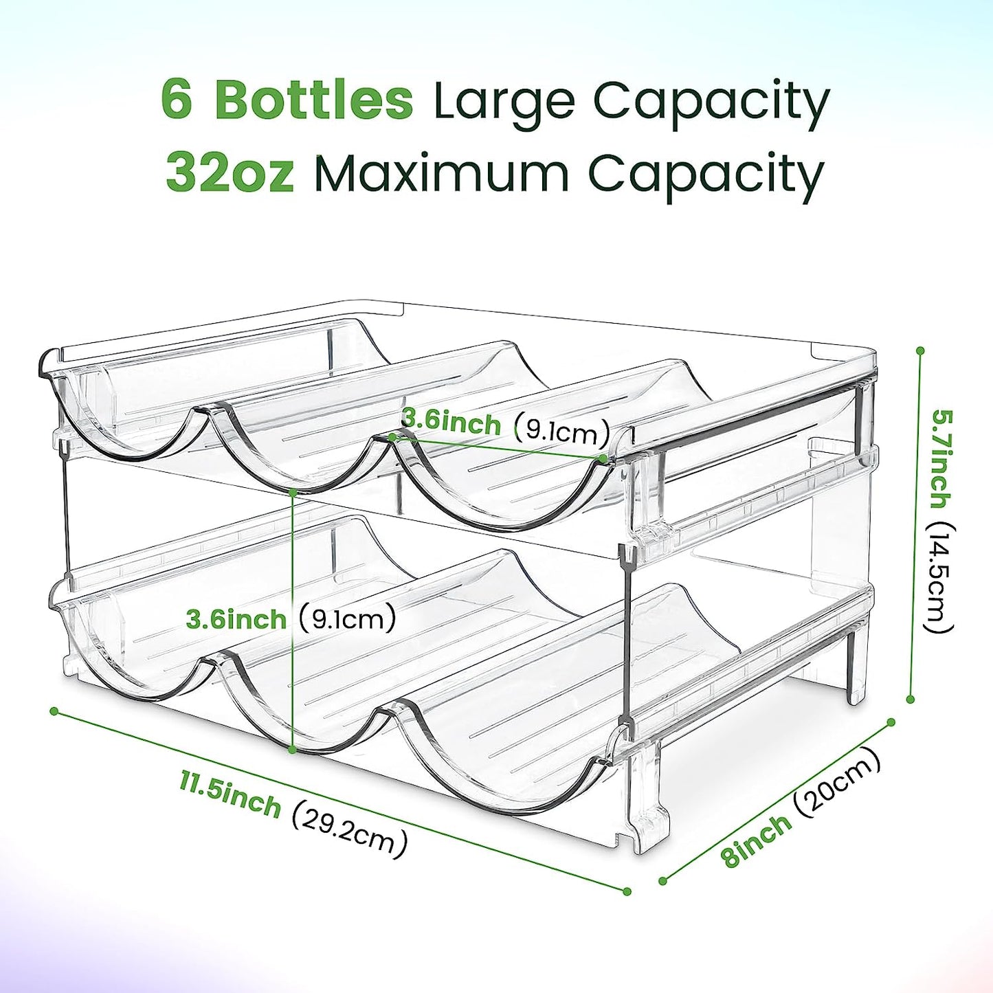 Stackable Water Bottle Organizer – 2-Pack Cabinet Storage Rack for Reusable Bottles & Tumblers