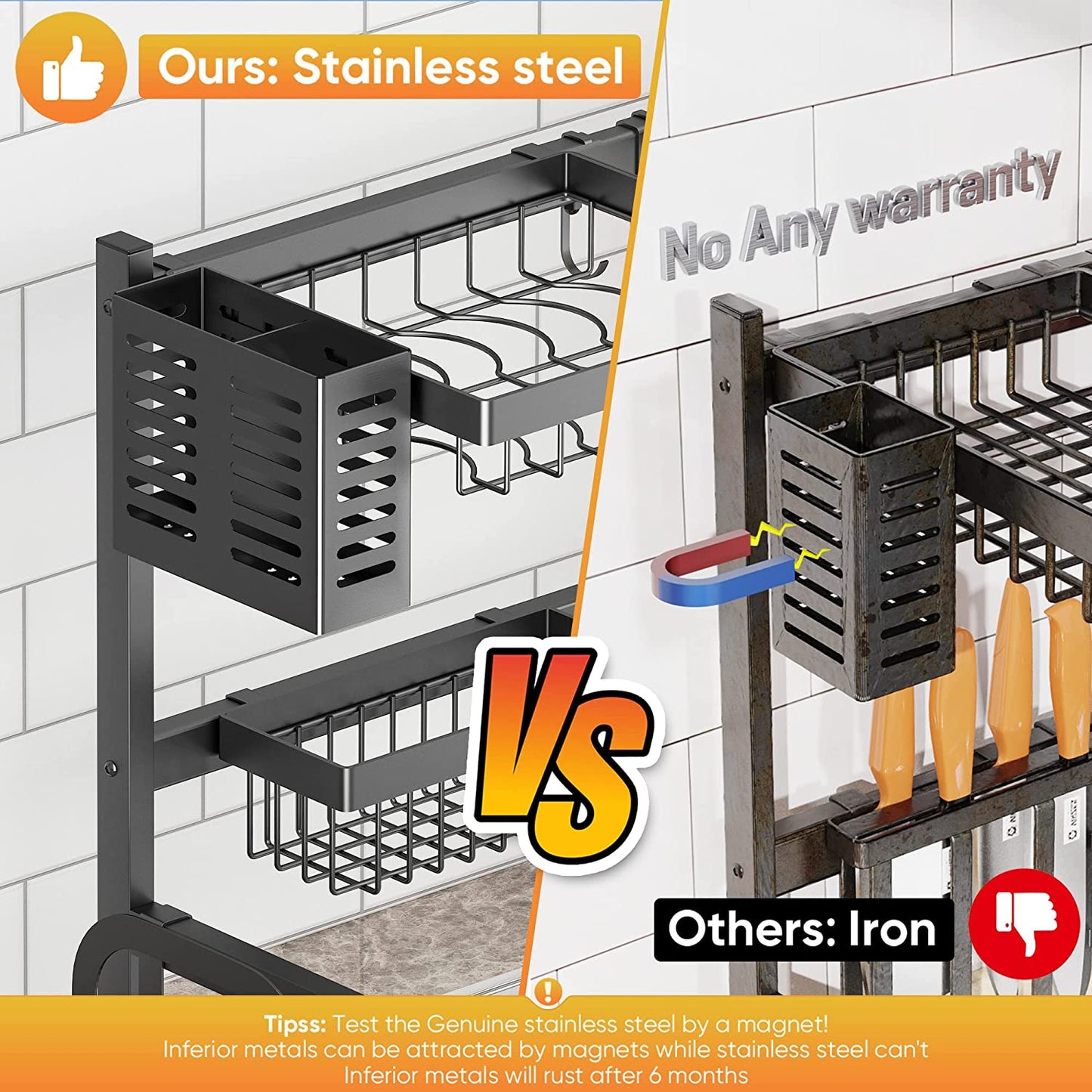 Adjustable Over-Sink Dish Drying Rack – 2-Tier Stainless Steel Kitchen Organizer (26"–38", Black)