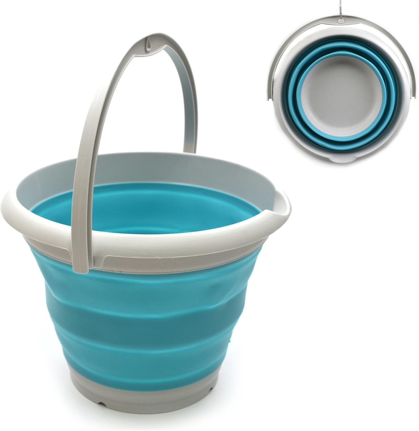 10L Collapsible Bucket – Foldable Portable Water Container for Outdoor Use, 33cm (Bright Blue).