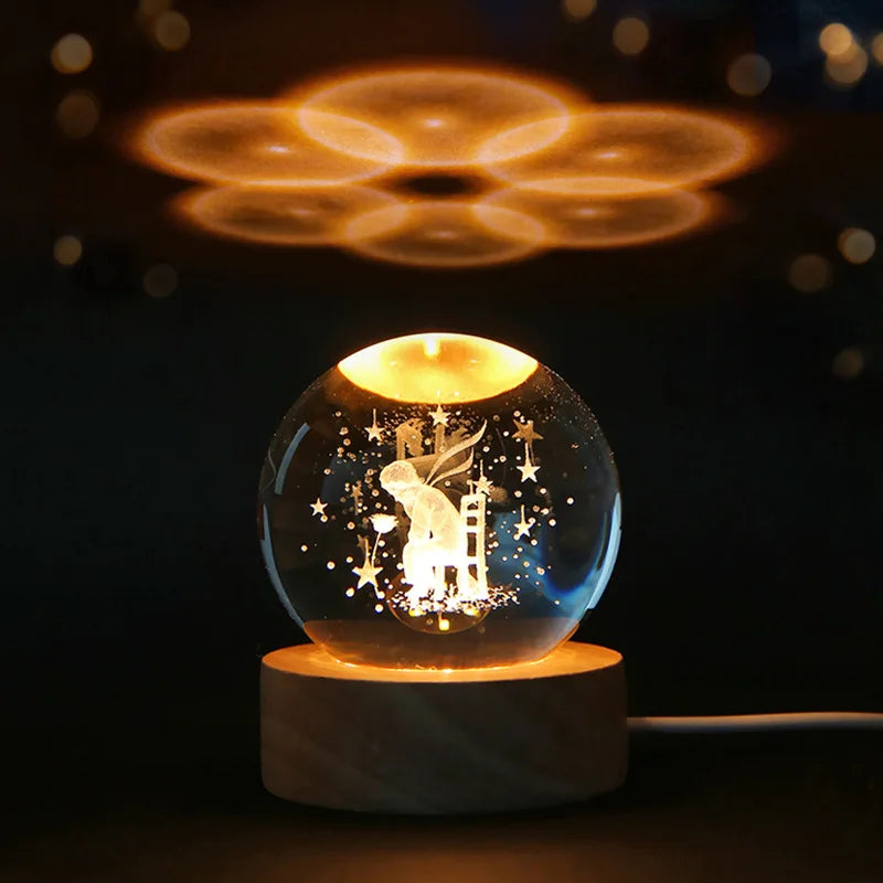 3D Galaxy Crystal Night Light Globe