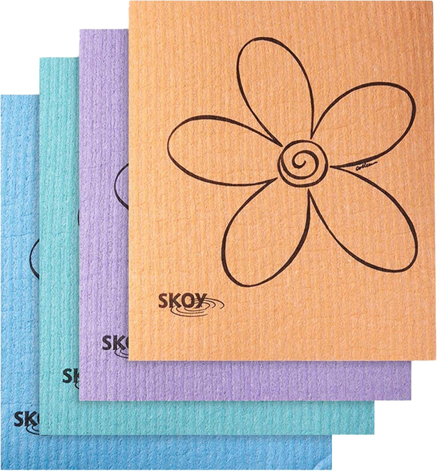 4-Pack Swedish Dishcloths – Reusable, Eco-Friendly Cleaning Cloths for Kitchen & Home (Assorted Colors).