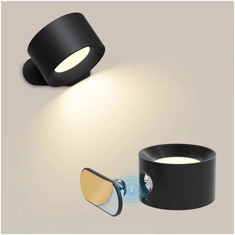 LED Wall Lamp – Touch & Remote Control, 360° Rotating, USB Rechargeable Night Light
