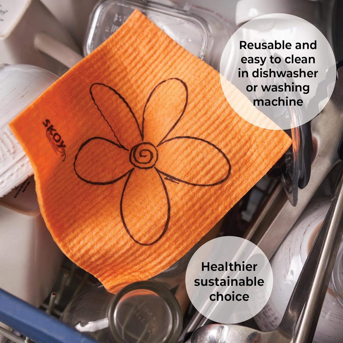 4-Pack Swedish Dishcloths – Reusable, Eco-Friendly Cleaning Cloths for Kitchen & Home (Assorted Colors).