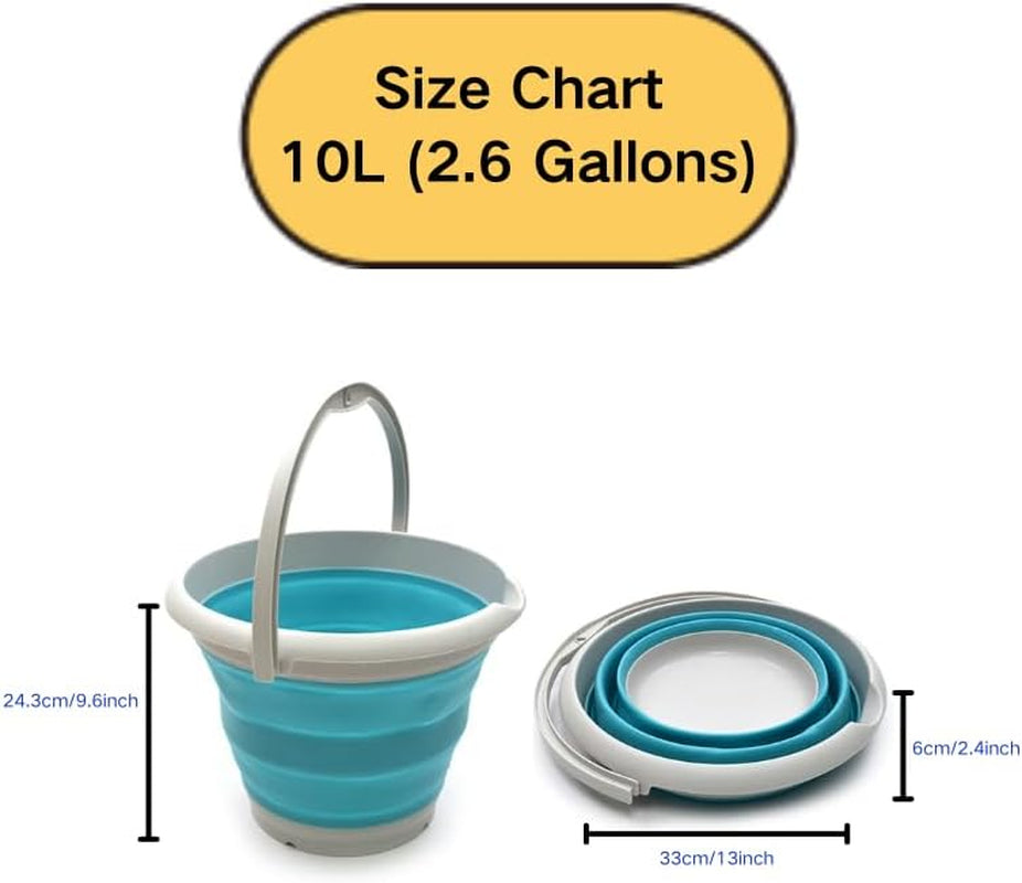 10L Collapsible Bucket – Foldable Portable Water Container for Outdoor Use, 33cm (Bright Blue).