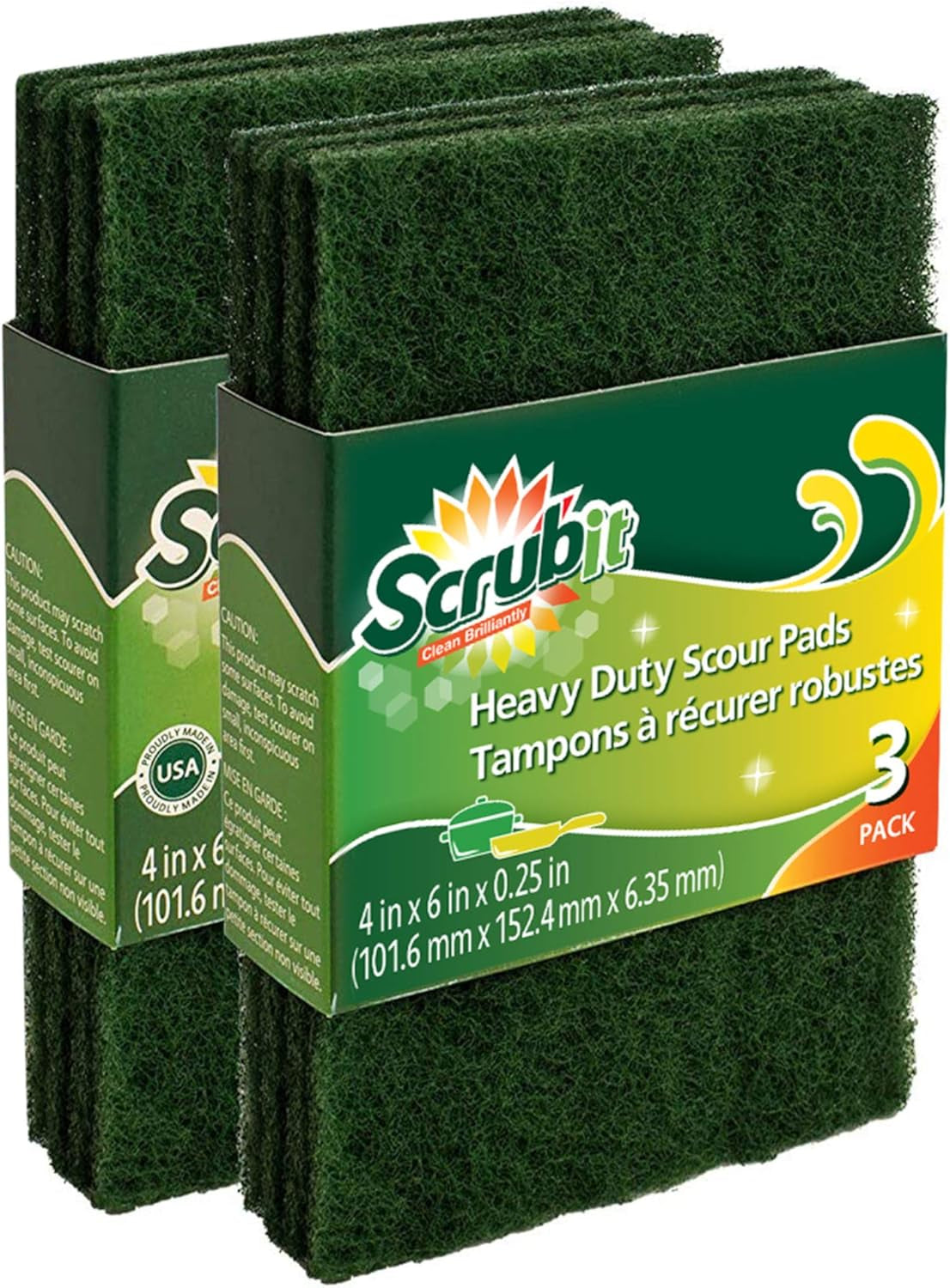 Heavy-Duty Non-Scratch Scouring Pads – Anti-Grease Scrubbers, Reusable (6-Pack, Green).