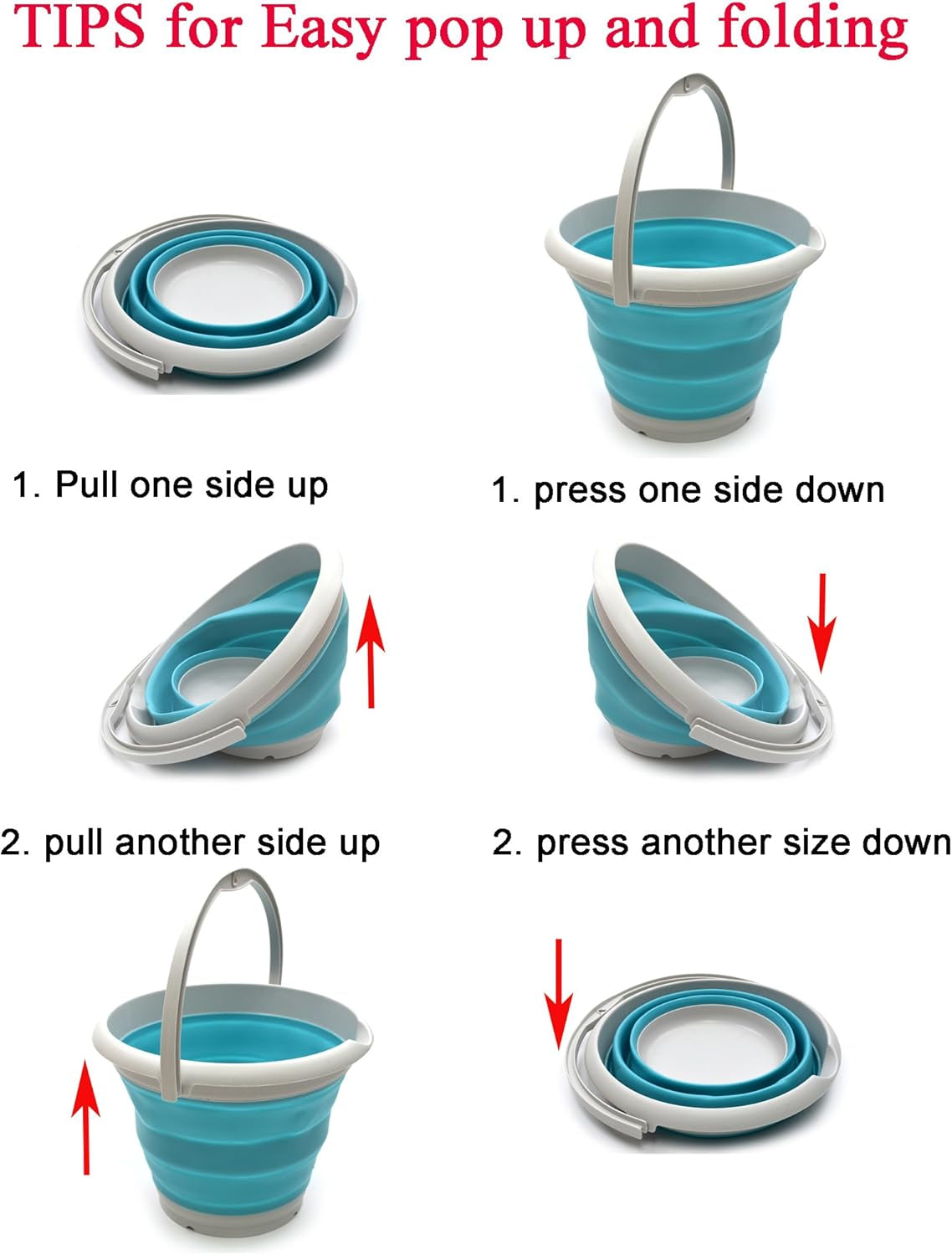 10L Collapsible Bucket – Foldable Portable Water Container for Outdoor Use, 33cm (Bright Blue).