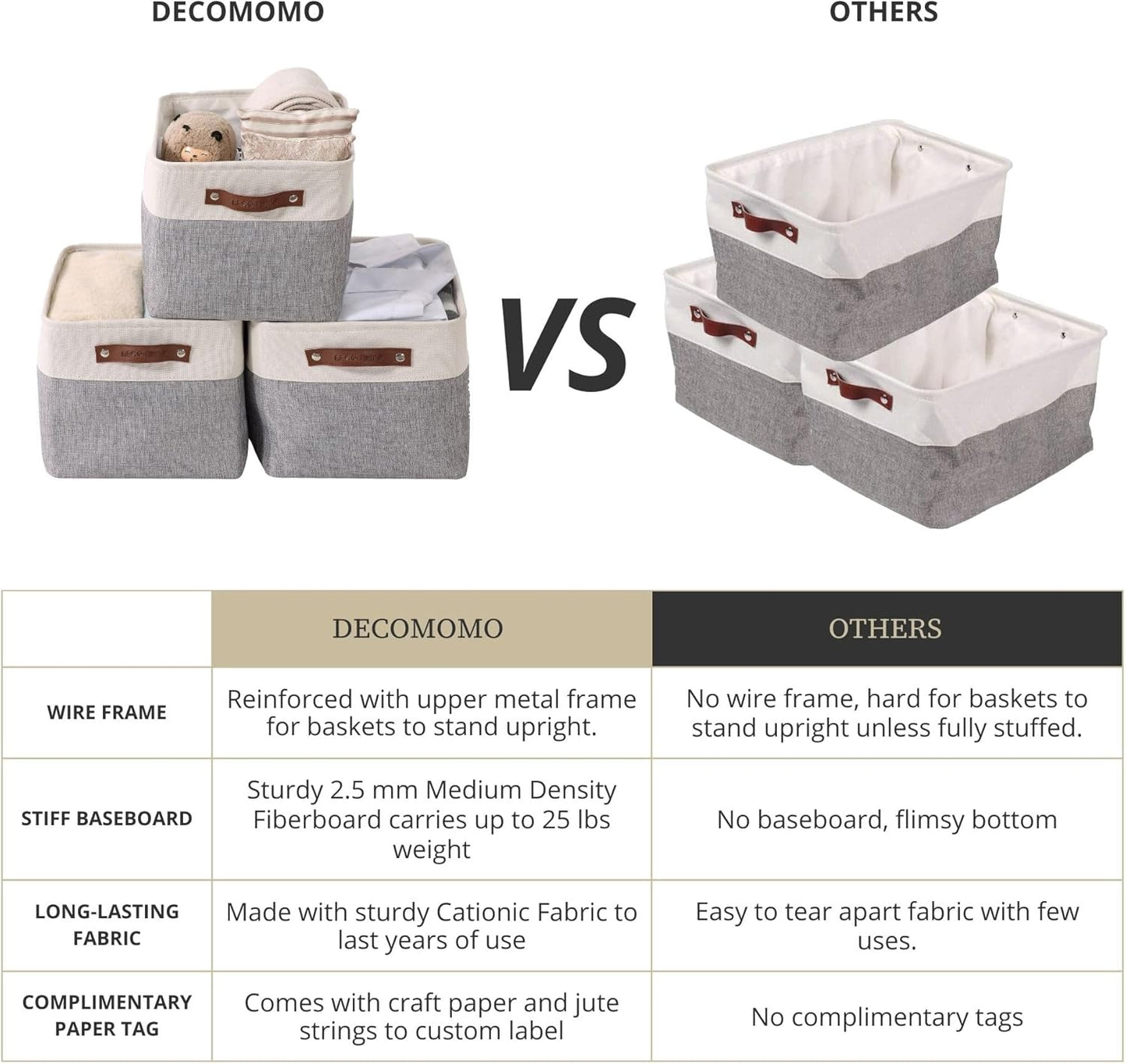 Storage Baskets for Shelves - Fabric Closet Organizers and Storage Bins