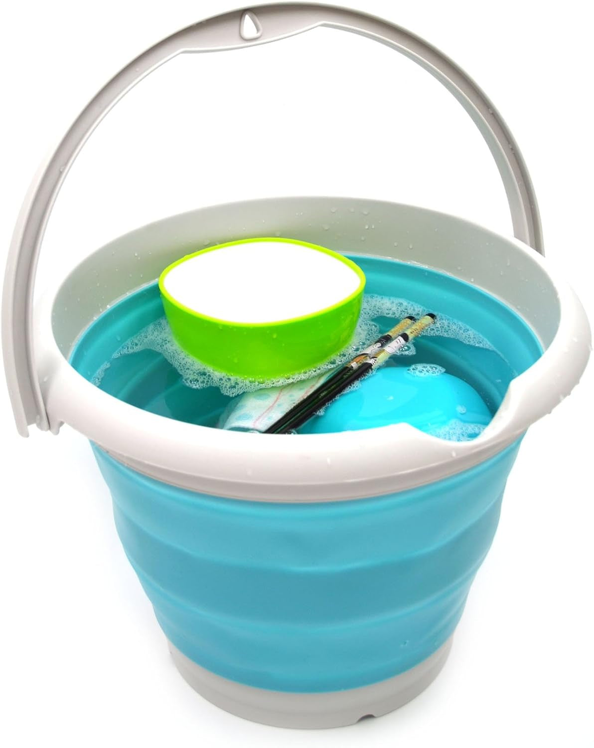 10L Collapsible Bucket – Foldable Portable Water Container for Outdoor Use, 33cm (Bright Blue).