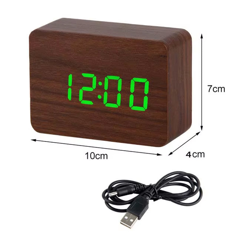 Smart Wooden Alarm Clock – USB/AAA Powered