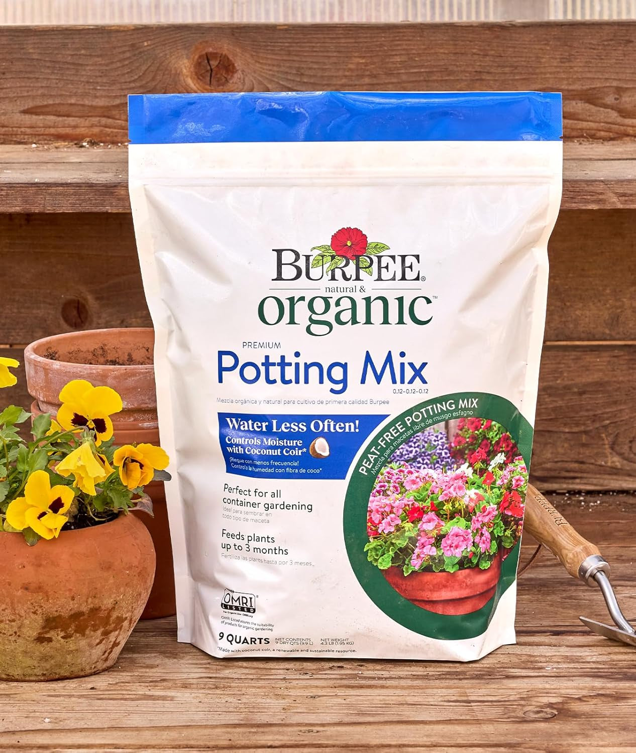 Organic Potting Soil Mix, 9 Quarts – Ideal for Vegetables, Flowers & Herbs, Indoor/Outdoor Use.