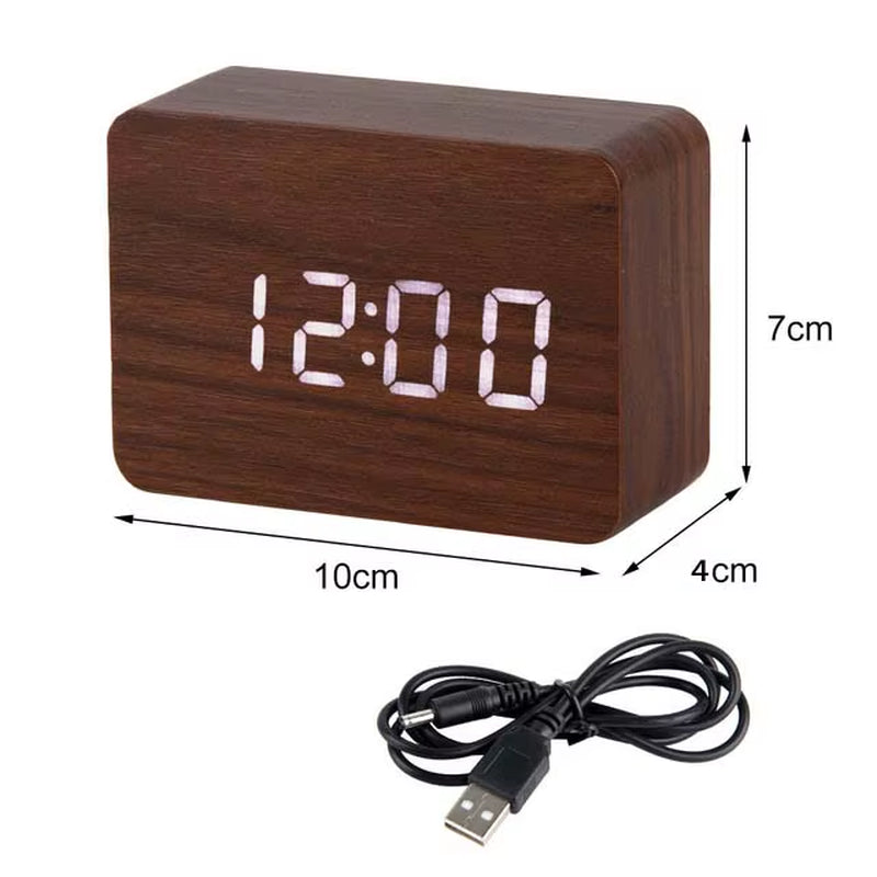 Smart Wooden Alarm Clock – USB/AAA Powered