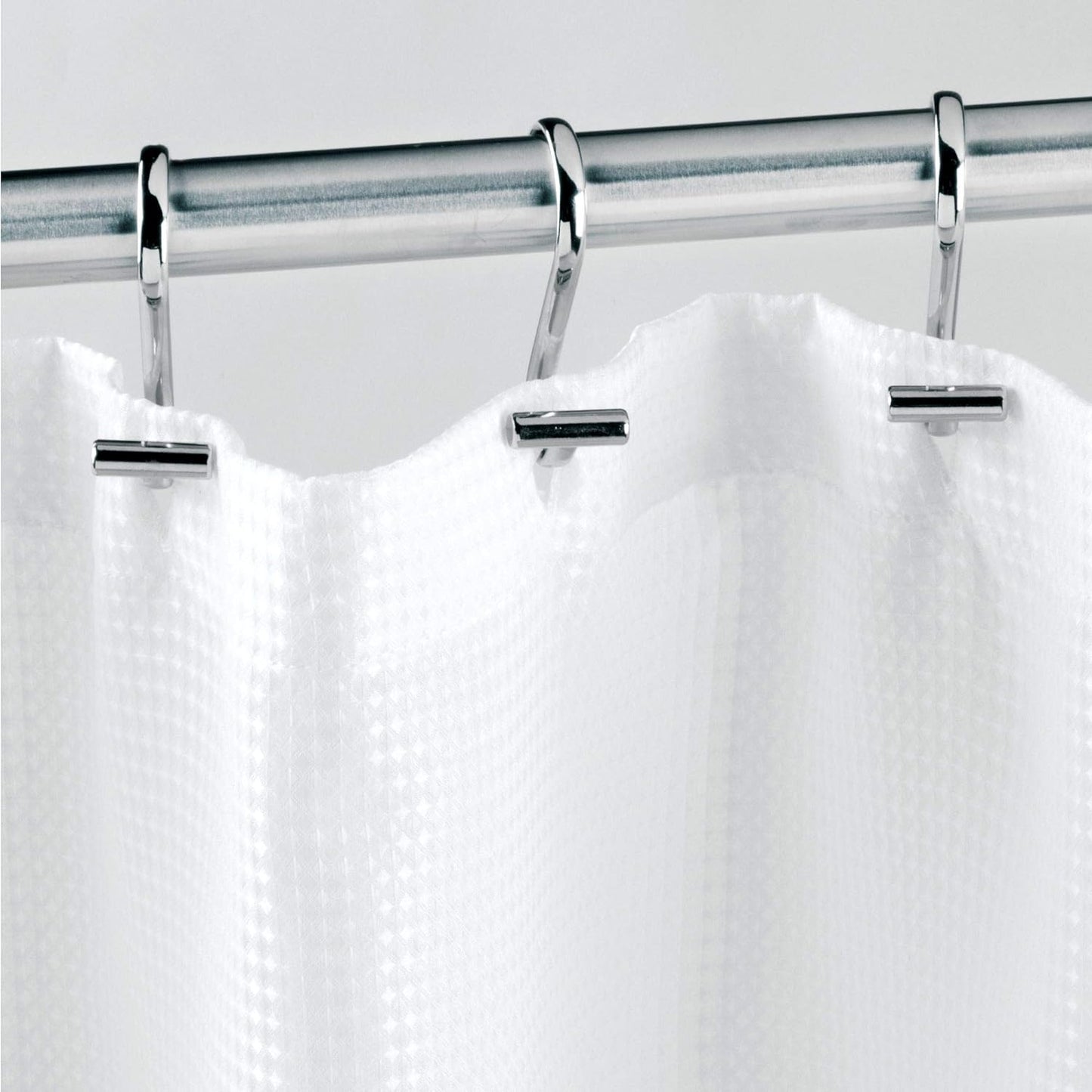 iDesign Metal T-Bar Shower Curtain Hooks – Rust-Resistant, Set of 12, Satin Finish.