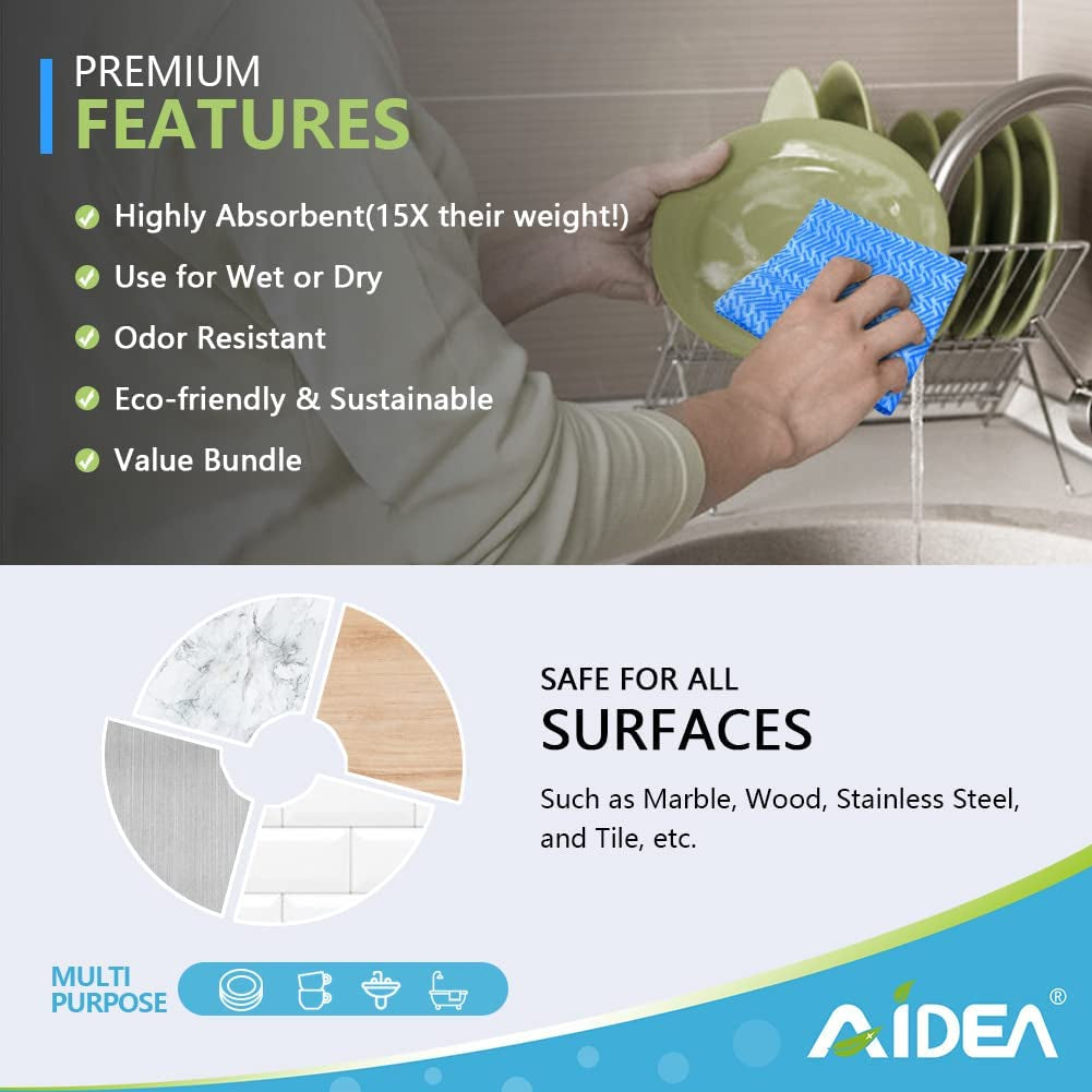 Multi-Purpose Reusable Cleaning Cloths - 80Ct (1 Pack), Domestic Towels, Dish Cloths (12''X24'')