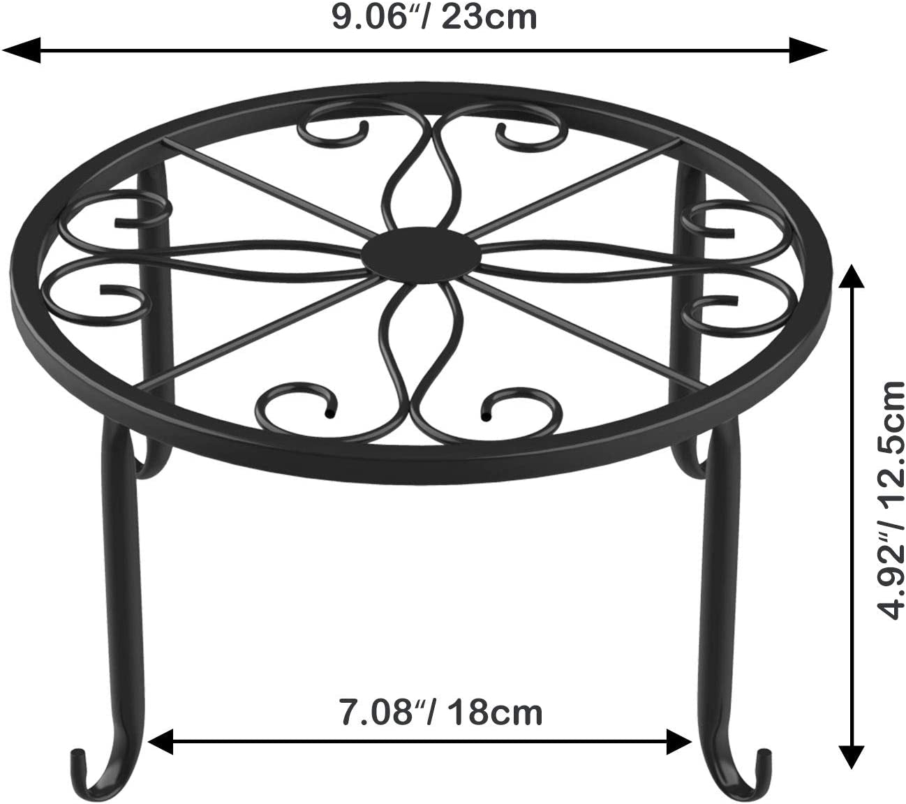 3-Pack Metal Plant Stands – 9" Heavy-Duty Rustproof Iron Flower Pot Holders for Indoor & Outdoor Use (Black)